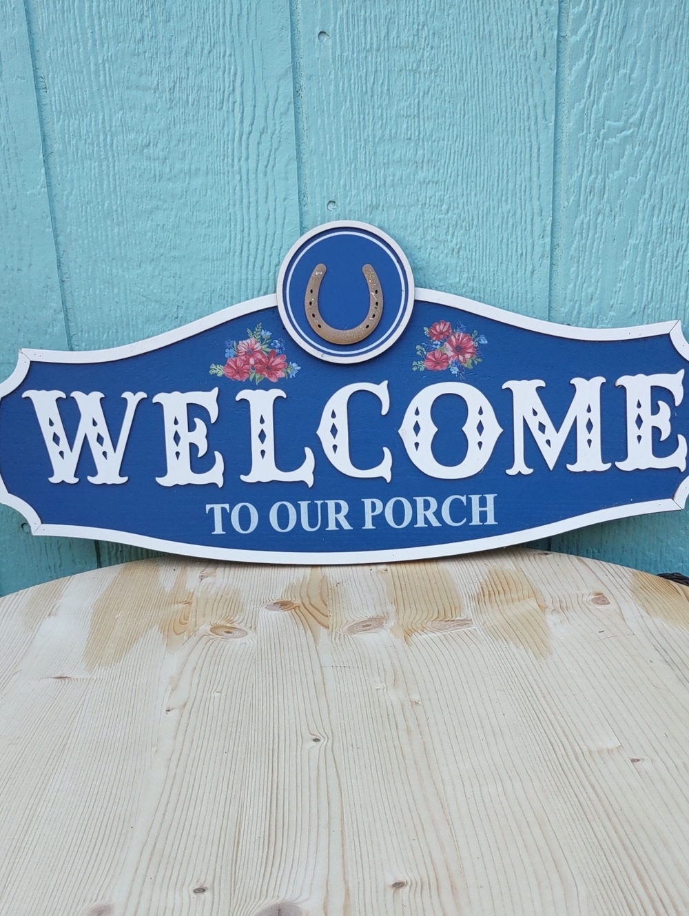 Pioneer Woman Welcome to Our Porch Blue Decorative Sign